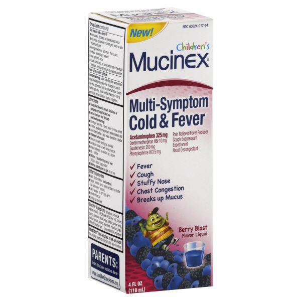 Mucinex Children's Cold & Fever, Multi-Symptom, Liquid, Berry Blast, 4 fl oz (118 ml) at Kmart.com