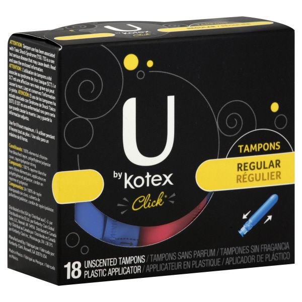 Kotex U by Kotex Click Tampons, Plastic Applicator, Regular, Unscented, 18 tampons at Kmart.com