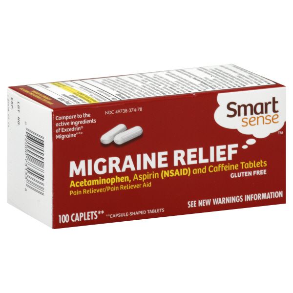 Smart Sense Migraine Relief, Caplets, 100 caplets