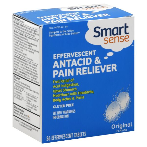 Smart Sense Antacid & Pain Reliever, Effervescent, Original Flavor, Tablets, 36 tablets at Kmart.com