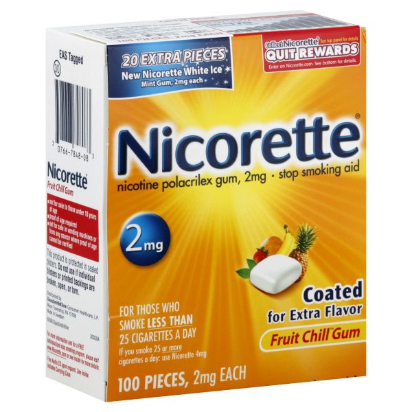 Nicorette Stop Smoking Aid, 2 mg, Fruit Chill Gum, 100 pieces at Kmart.com