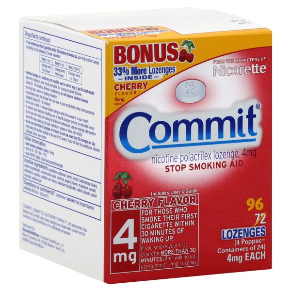 Commit Stop Smoking Aid, 4 mg, Lozenges, Cherry Flavor, 96 lozenges at Kmart.com