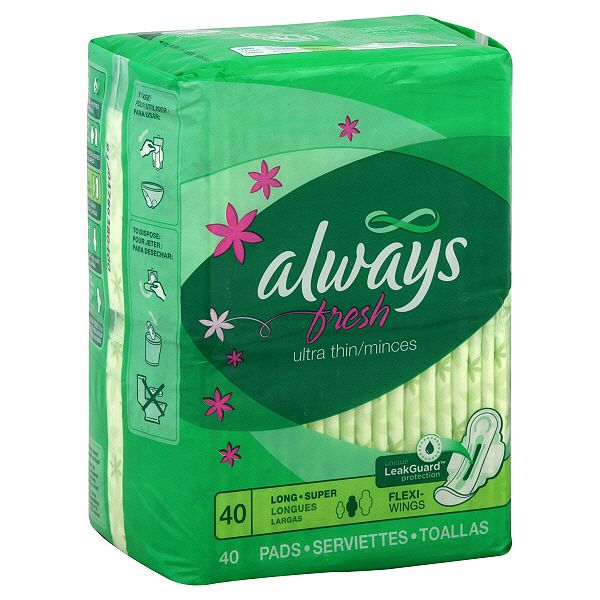 Always Fresh Ultra Thin Pads!comma! Flexi-wings!comma! Long!comma! Super!comma! 40 Pads 84809693