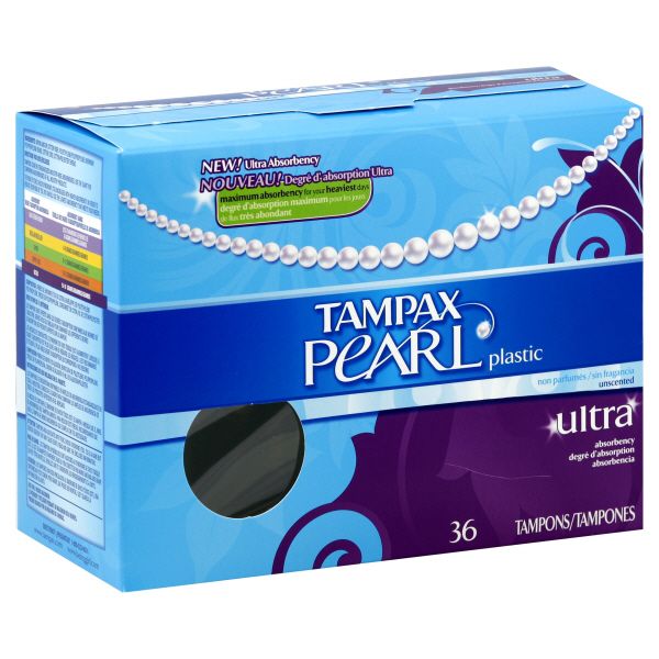 Tampax Pearl Tampons, Plastic, Ultra Absorbency, Unscented, 36 tampons at Kmart.com
