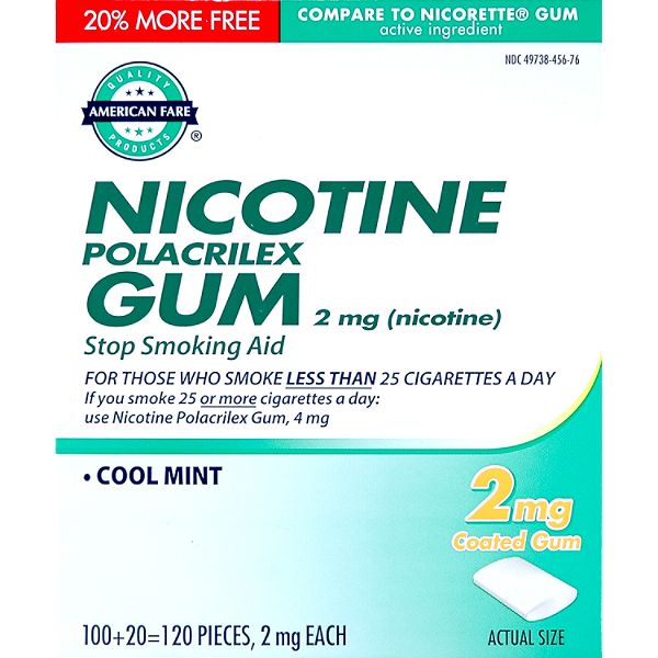American Fare Nicotine Gum Mint 2mg 120 Count A3905