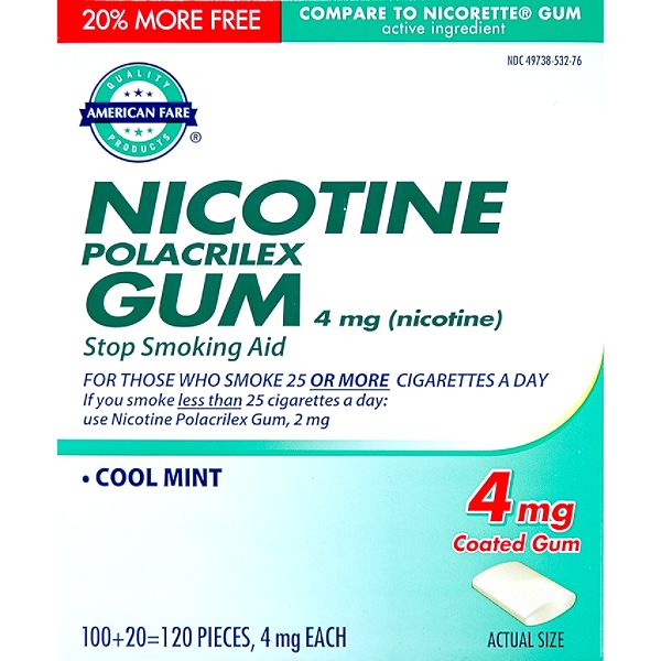 American Fare Nicotine Gum Coated 4mg 120 Count A3907