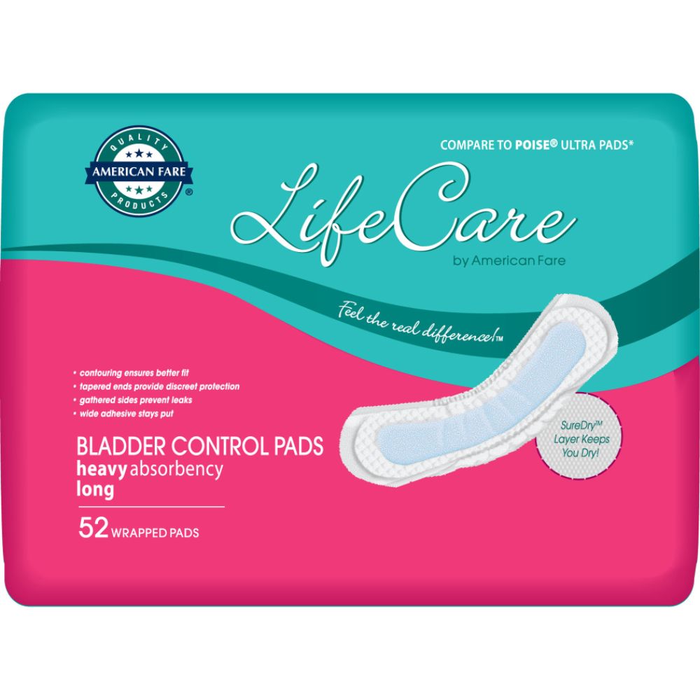 American Fare Life Care Long Bladder Control Pads 52 Count