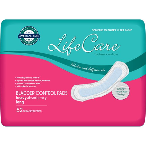 American Fare Life Care Long Bladder Control Pads 52 Count 23918311