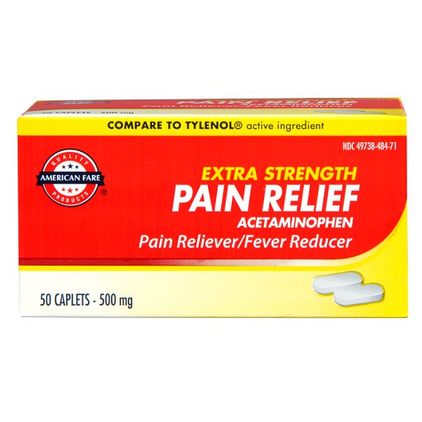 American Fare Extra Strength Pain Relief Caplets 50 Count 48471