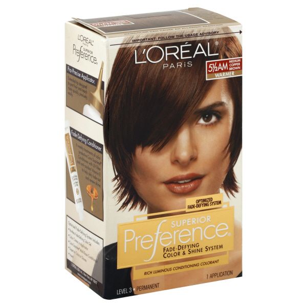 L'Oreal Superior Preference Fade-Defying Color and Shine System, Level 3 Permanent, Medium Copper Brown, 5 1/2 Warmer, 1 application