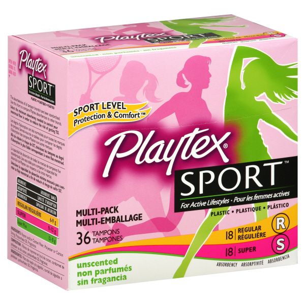 Playtex Sport Tampons, Plastic, Multi-Pack, Unscented, 36 tampons at Kmart.com