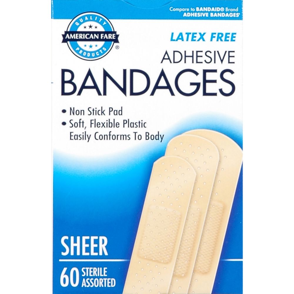 American Fare Latex Free Adhesive Bandages Sheer Assorted Sizes Box 60 Count at Kmart.com