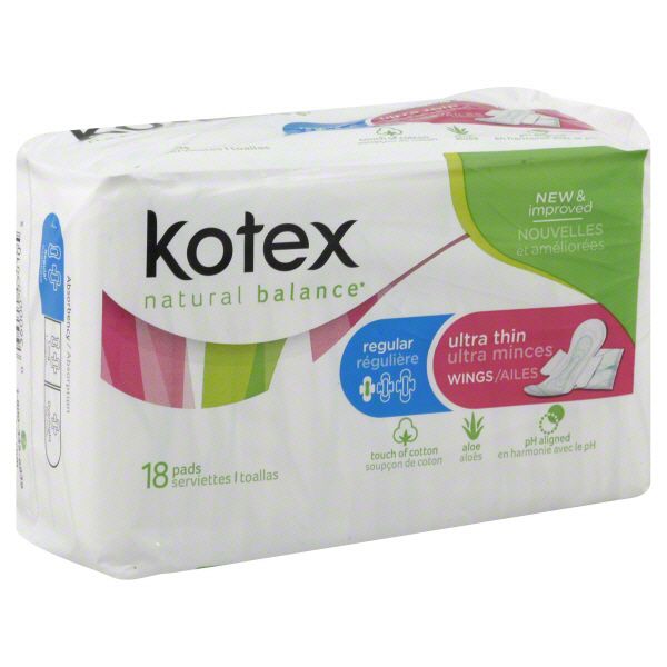 Kotex Natural Balance Ultra Thin Pads, Wings, Regular, 18 pads at Kmart.com