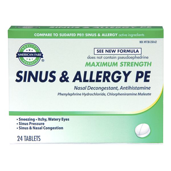 American Fare Sinus & Allergy Tabs 24-count 35862