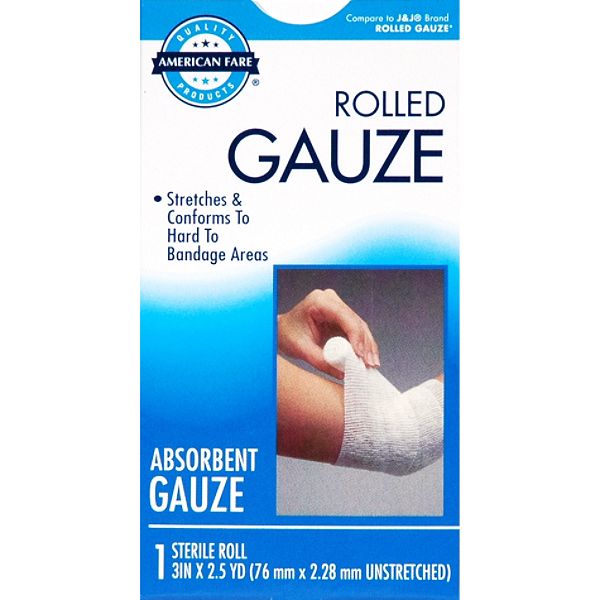 American Fare Latex Free Rolled Gauze Absorbent Gauze Sterile Roll 3 49999311