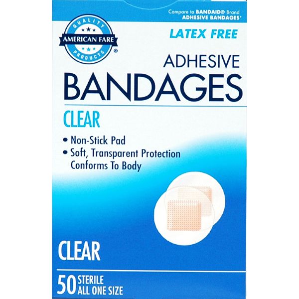 American Fare Adhesive Bandages Clear Standard Size 50 Count 56087411
