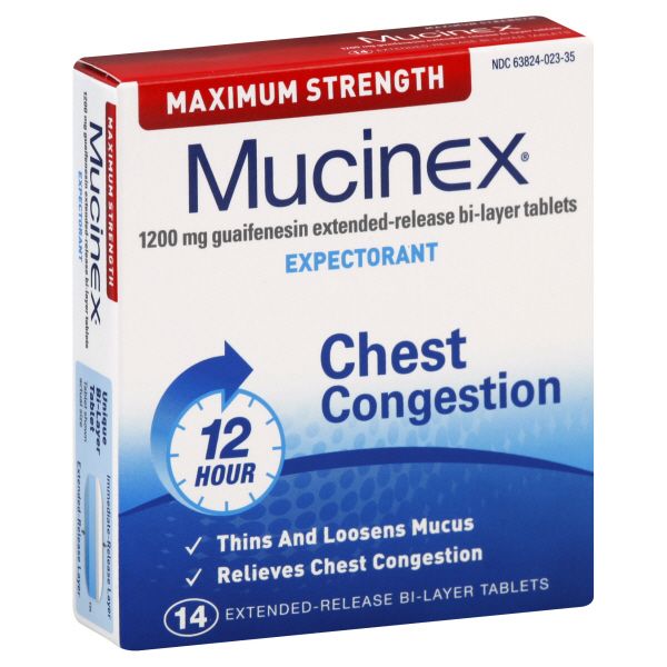 Mucinex Expectorant, Chest Congestion, Maximum Strength, Extended Release Bi-Layer Tablets, 14 tablets at Kmart.com