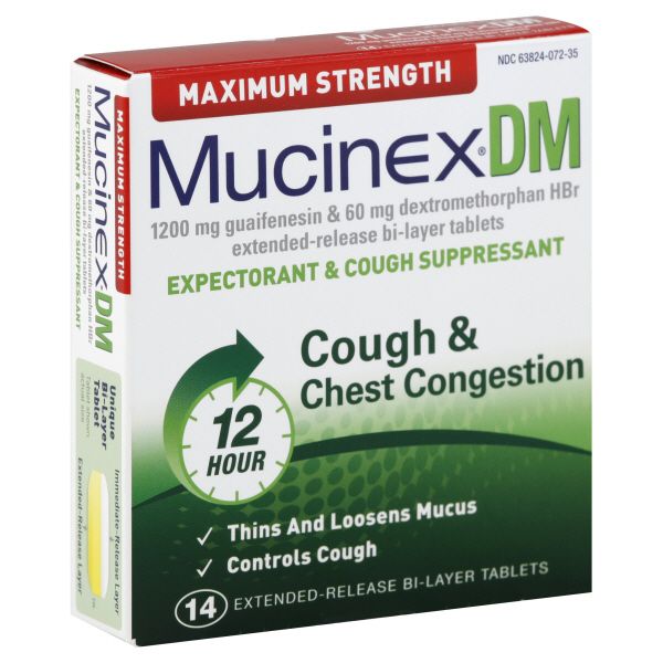 Mucinex DM Expectorant & Cough Suppressant, Maximum Strength, Extended-Release Bi-Layer Tablets, 14 tablets at Kmart.com