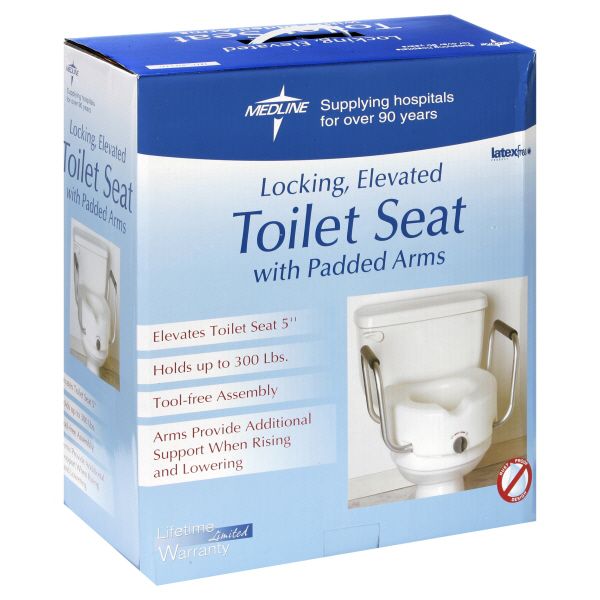 Medline Toilet Seat, Locking, Elevated, with Padded Arms, 1 seat at Kmart.com