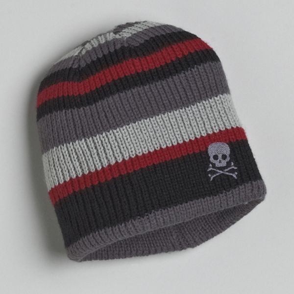 Aquarius One Size Fits Boys 8 20 Striped Heavy Gauge Skull Beanie