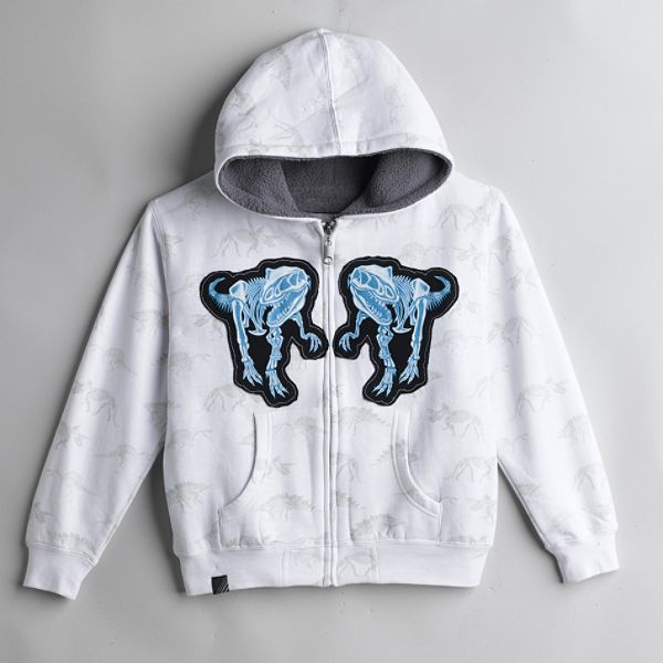 Top Heavy Boys 4 7 Fleece Lined Hoodie With Dino Print Patches