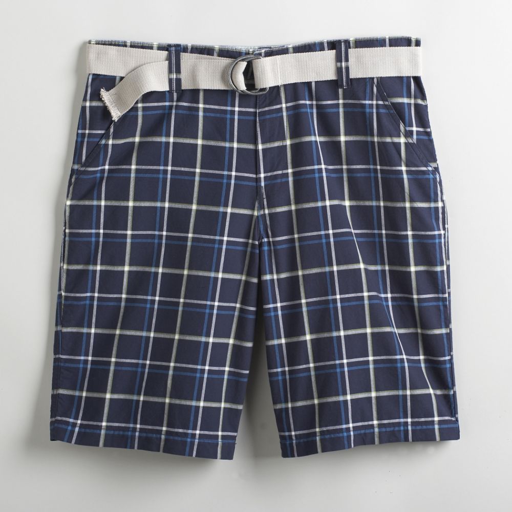 Canyon River Blues Belted Flat Front Plaid Shorts