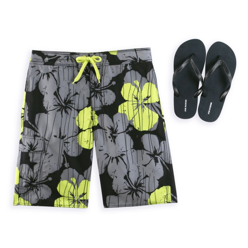 Joe Boxer Hibiscus Print Swim Trunks