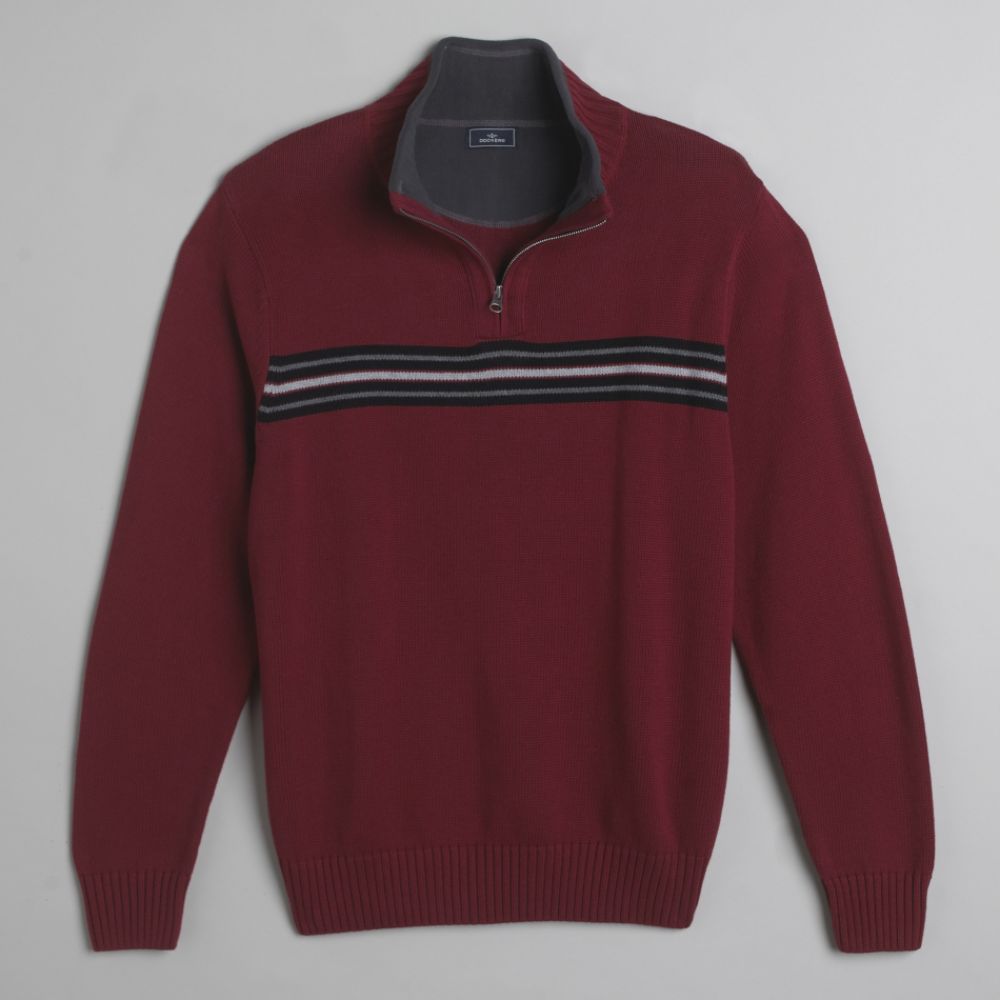 Dockers Men's 1/4-Zip Chest Stripe Sweater