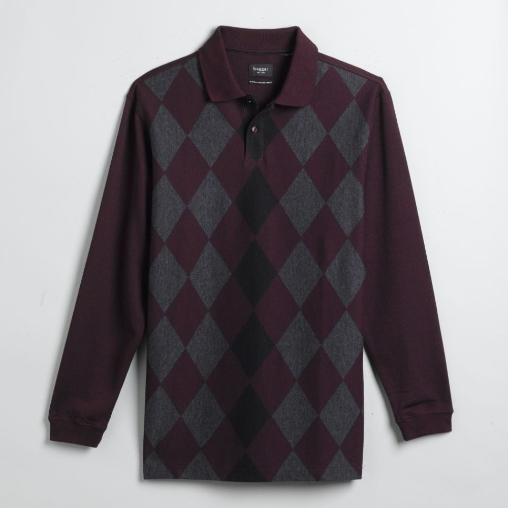 Haggar Men's Long Sleeve Polo Shirt