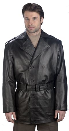 Excelled Men's Lambskin Leather Double Breasted Short Trench Coat