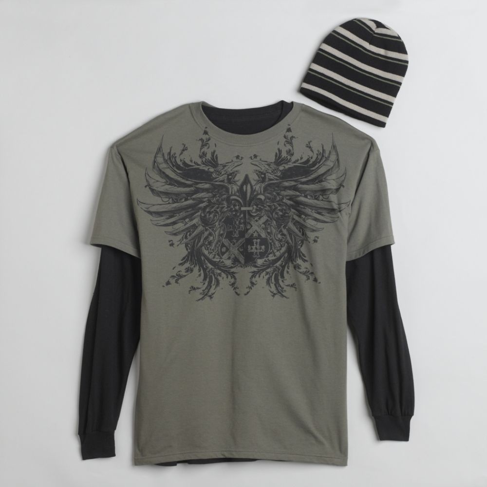 Young Men's 3-Piece Shirts & Beanie Set