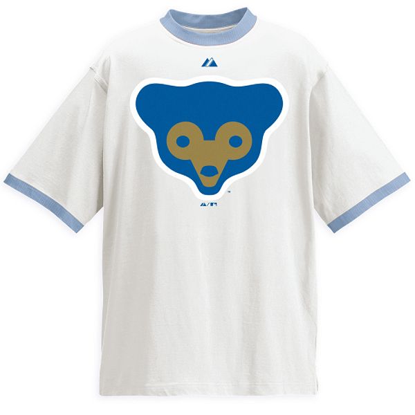 Majestic Athletic Chicago Cubs Official Logo Short Sleeve Ringer Tee Shirt