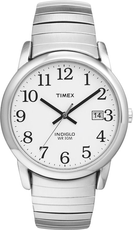 Timex Mens Watch with White Dial and Silver