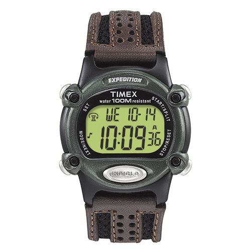 Timex Men's Fullsize Digital Watch With Fabic/leather Band