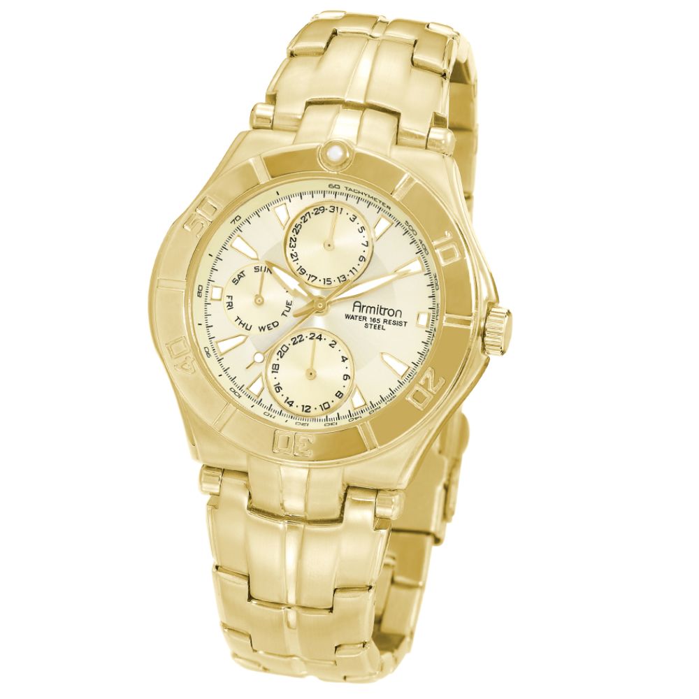 Armitron Mens Multi-Function Goldtone Watch w/Champagne Dial & Stainless Steel Band at Kmart.com