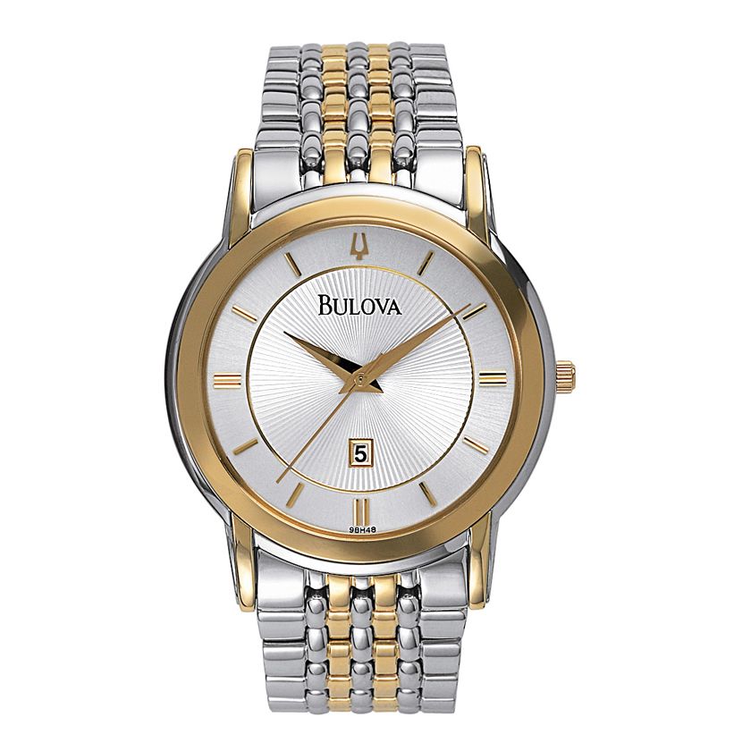 Bulova Men's Calendar Date Watch With Silver Dial & Link Band.