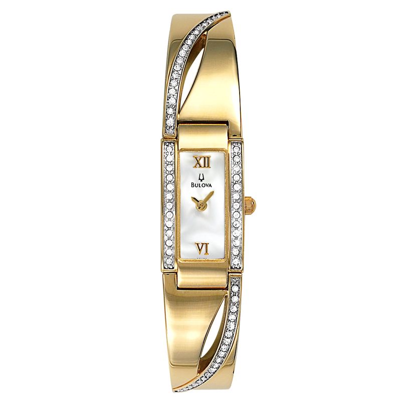 Bulova Ladies Dress Watch with White Dial with Crystal Accents & Link Band. Goldtone at Sears.com