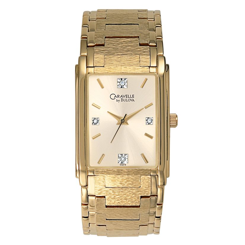 Caravelle Mens Dress Watch with Champagne Diamond Accent Dial & Link Band. Goldtone at Sears.com