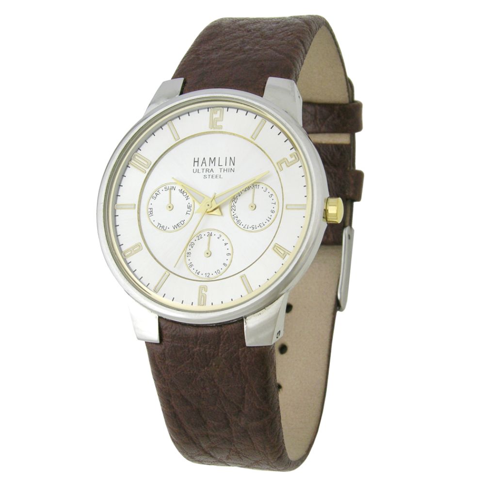 Hamlin Mens Watch with Round Silver Dial and