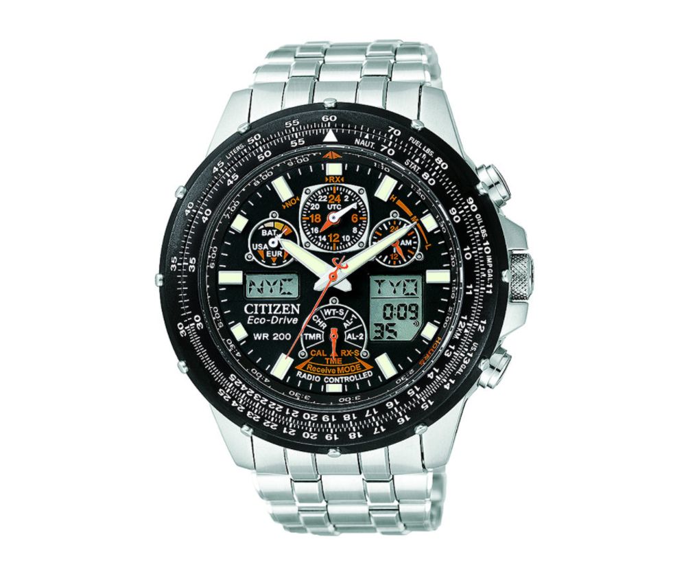 Citizen Mens Eco-Drive Perpetual Calendar Watch w/Black Dial and Silvertone Link Band at Sears.com
