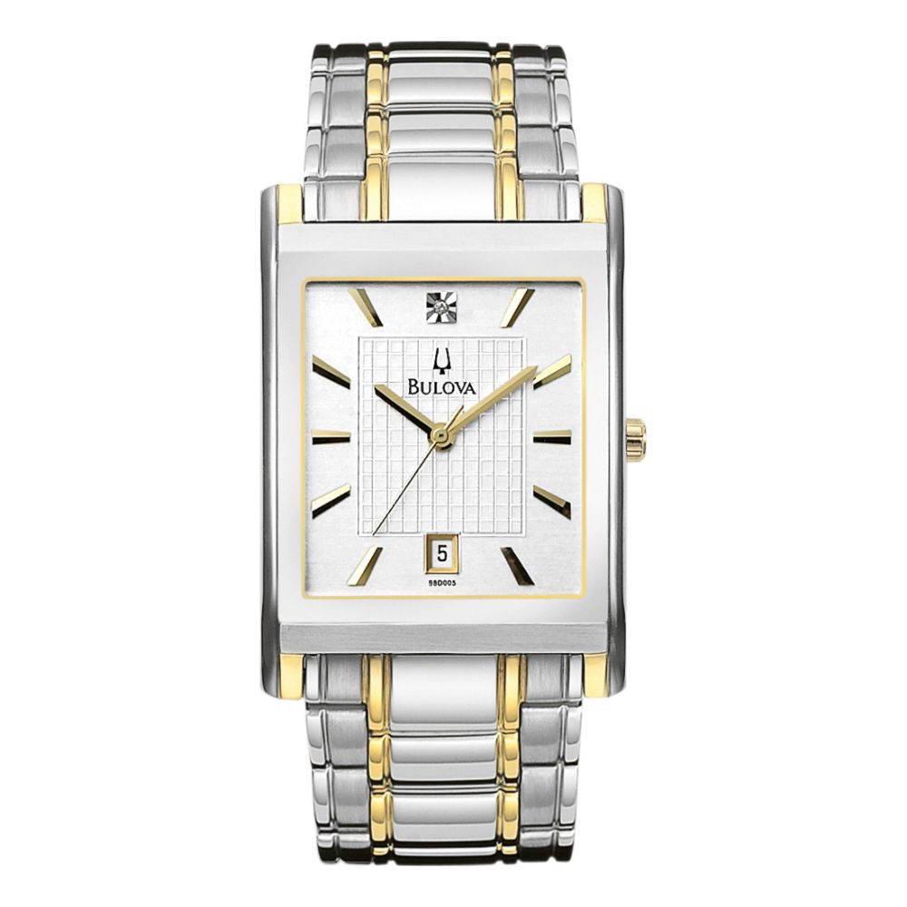 Luxury Men Watches BULOVA Mens Calendar Day/Date Watch with Square