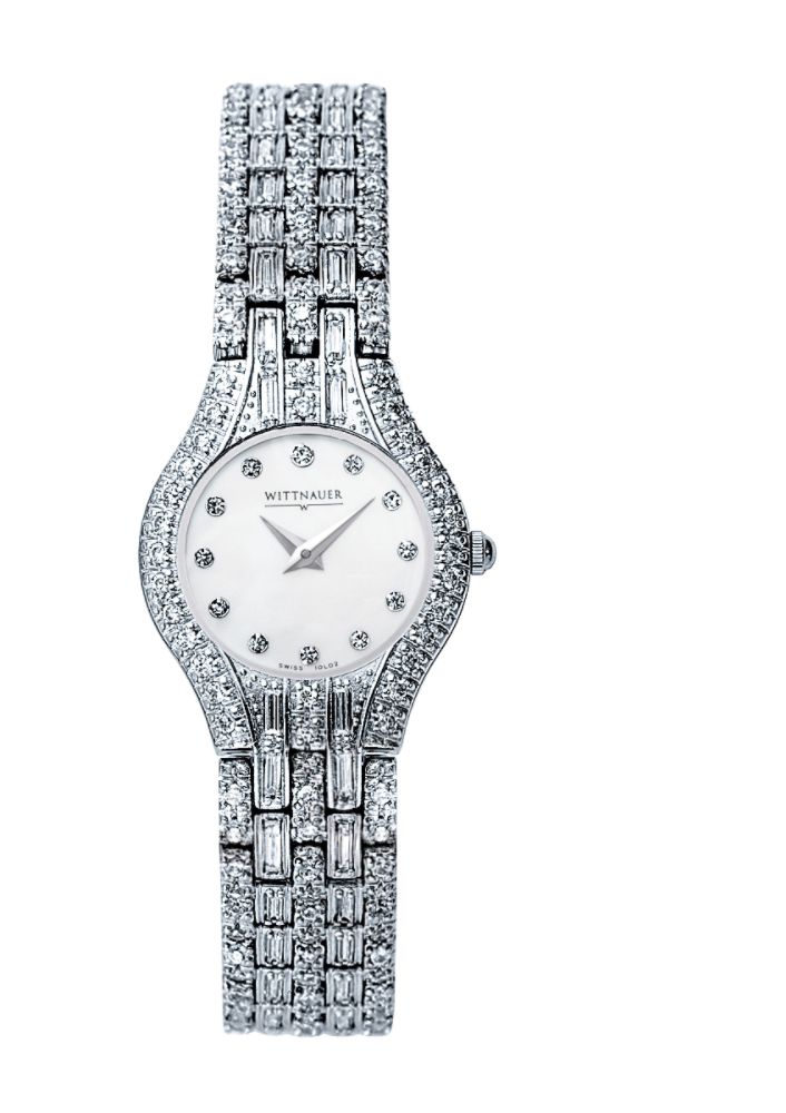 Wittnauer Ladies Dress Watch With European Crystals, White Dial And