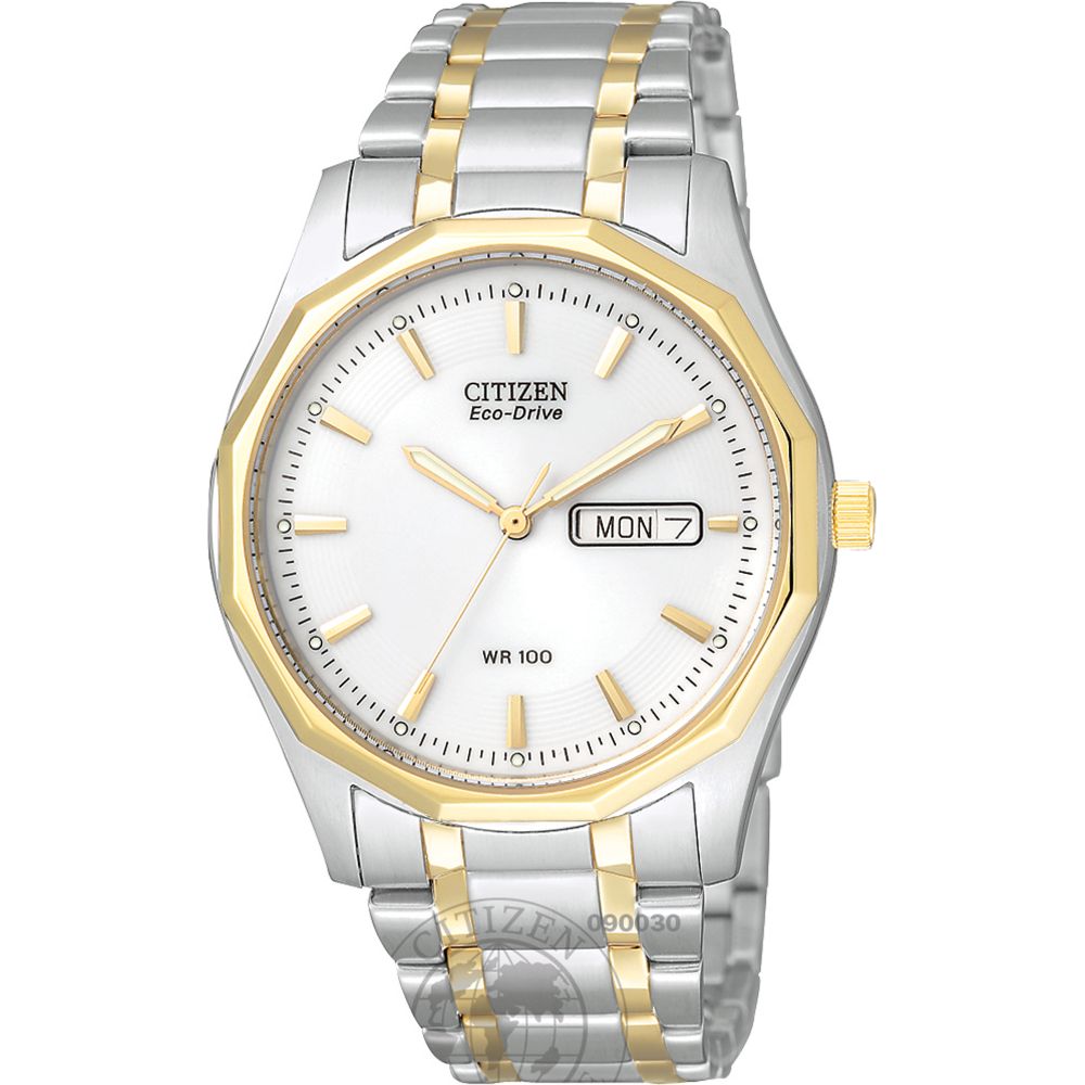 Citizen Mens Calendar Day/Date Eco-Drive Watch in Two Tone Stainless Steel at Sears.com