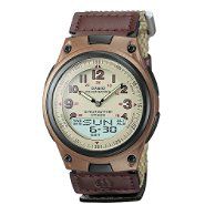Casio Mens Calendar Day/Date Watch with Round Tan Dial and Brown Fabric Band at Kmart.com