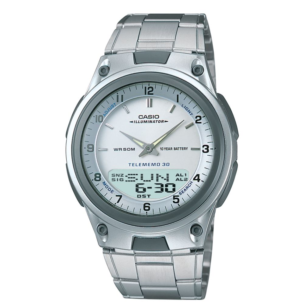 Casio Mens Calendar Day/Date Watch with Round White Dial and Silvertone Link Band at Sears.com