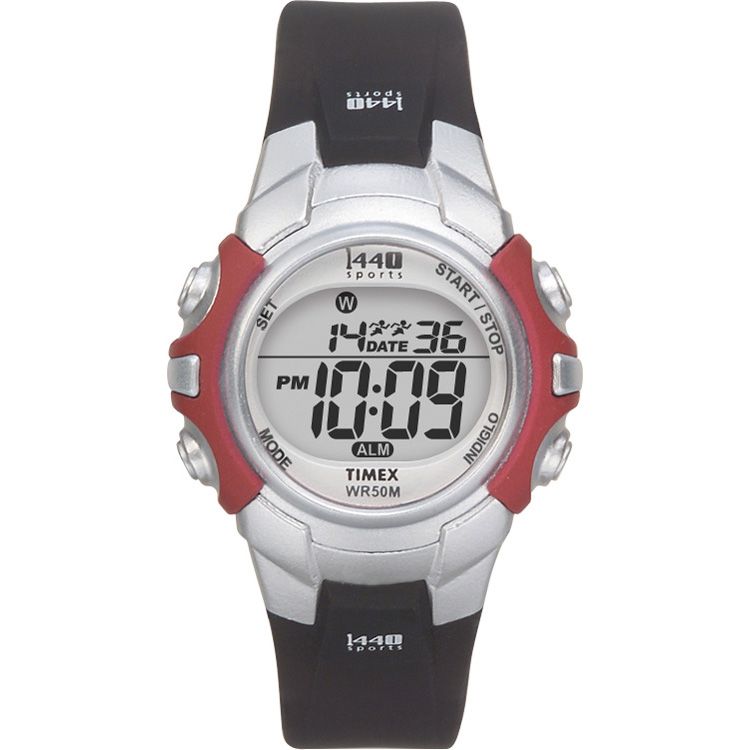 Timex Midsize Digital Watch with Black Resin Strap and Red Accented Case at Sears.com
