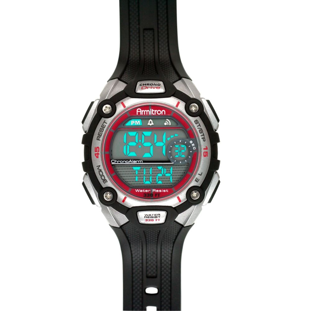 Armitron Mens Calendar Day/Date Watch w/Red