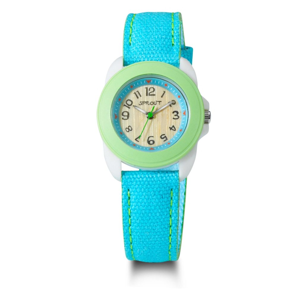 Sprout Biodegradable Watch w/Round Case, Bamboo Dial and Blue Organic Cotton Band