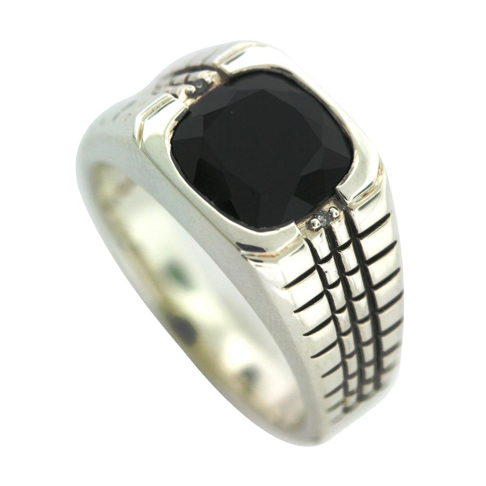 Mens Onyx and Diamond Accent Ring in Sterling Silver at Kmart.com