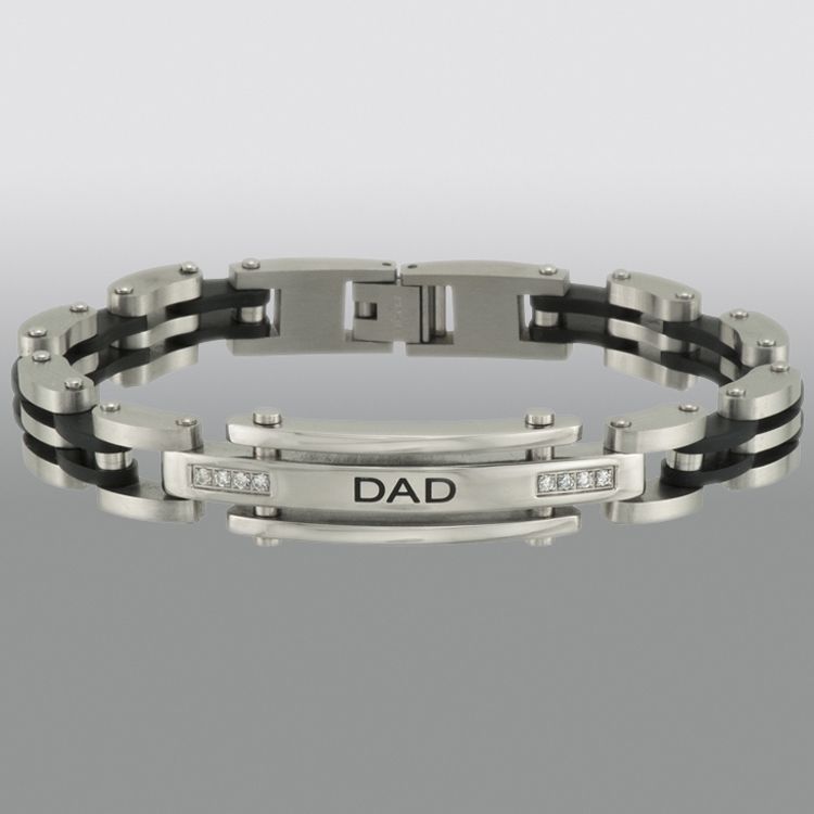 Silvertone Stainless Steel Dad Bracelet